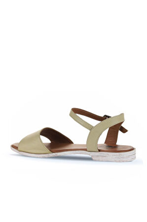 Bueno Shoes Haki Deri Kadın Düz Sandalet 01wn5003