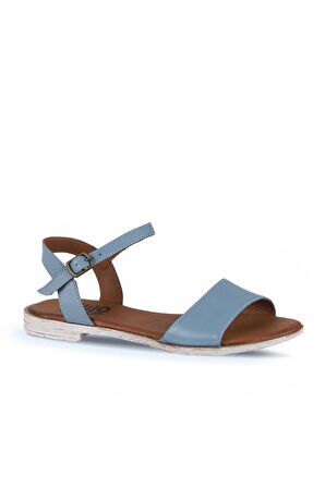 Bueno Shoes Mavi Açık Deri Kadın Düz Sandalet 01wn5003