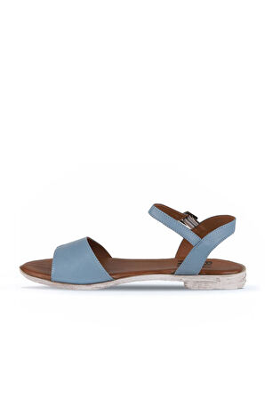 Bueno Shoes Mavi Açık Deri Kadın Düz Sandalet 01wn5003
