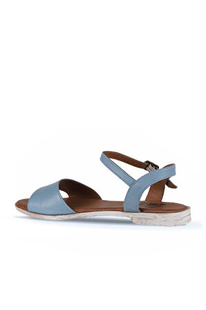 Bueno Shoes Mavi Açık Deri Kadın Düz Sandalet 01wn5003
