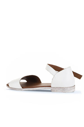 Bueno Shoes Beyaz Deri Kadın Düz Sandalet 01wn5004