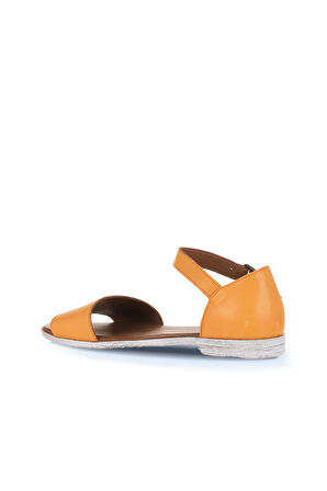 Bueno Shoes Turuncu Deri Kadın Düz Sandalet 01wn5004