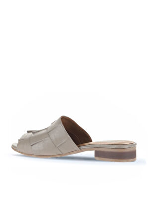 Bueno Shoes Gri Deri Kadın Topuklu Terlik 01wn5101