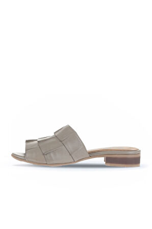 Bueno Shoes Gri Deri Kadın Topuklu Terlik 01wn5101