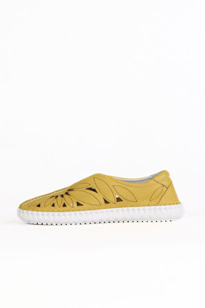 Bueno Shoes Sarı Flotter Deri Kadın Günlük Ayakkabı 01wq0402