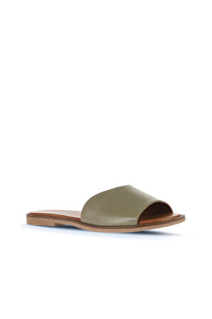 Bueno Shoes Yeşil Deri Kadın Düz Terlik 01wa5701