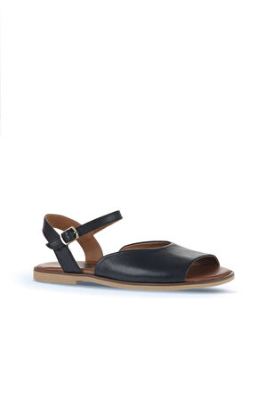 Bueno Shoes Siyah Khv-bej Deri Kadın Düz Sandalet 01wa5702