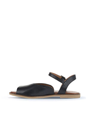 Bueno Shoes Siyah Khv-bej Deri Kadın Düz Sandalet 01wa5702