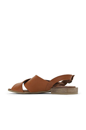 Bueno Shoes Taba Koyu Deri Kadın Düz Sandalet 01wq5618