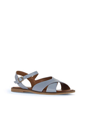 Bueno Shoes Mavi Deri Kadın Düz Sandalet 01wa5703