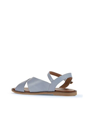 Bueno Shoes Mavi Deri Kadın Düz Sandalet 01wa5703