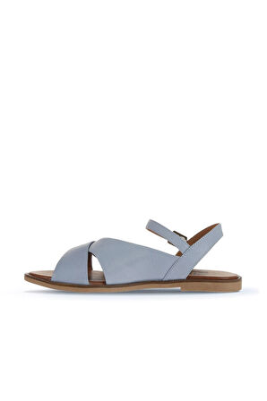 Bueno Shoes Mavi Deri Kadın Düz Sandalet 01wa5703