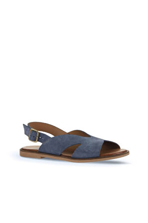 Bueno Shoes Mavi Koyu Alf Süet Kadın Düz Sandalet 01wa5708