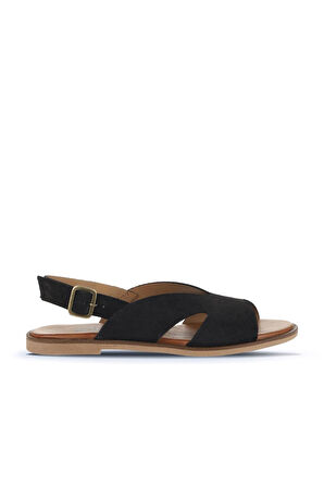 Bueno Shoes Siyah Alf Süet Kadın Düz Sandalet 01wa5708