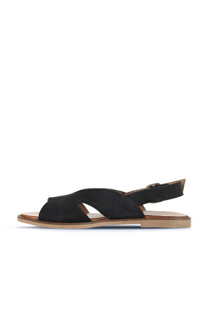 Bueno Shoes Siyah Alf Süet Kadın Düz Sandalet 01wa5708