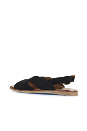 Bueno Shoes Siyah Alf Süet Kadın Düz Sandalet 01wa5708