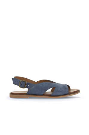 Bueno Shoes Mavi Koyu Alf Süet Kadın Düz Sandalet 01wa5708