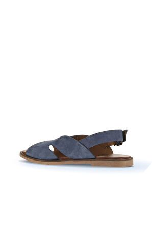 Bueno Shoes Mavi Koyu Alf Süet Kadın Düz Sandalet 01wa5708