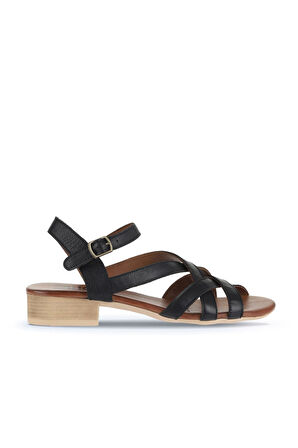 Bueno Shoes Siyah Khv-bej Deri Kadın Sandalet 01wa7300