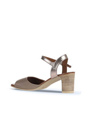 Bueno Shoes Gri Deri Kadın Topuklu Sandalet 01wa8000