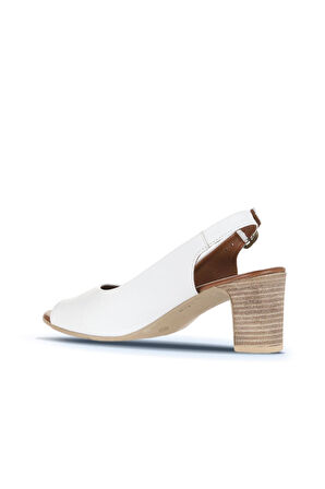 Bueno Shoes Beyaz Deri Kadın Topuklu Sandalet 01wn1517