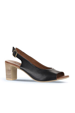 Bueno Shoes Siyah Khv-bej Deri Kadın Topuklu Sandalet 01wn1517