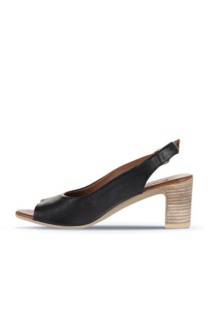Bueno Shoes Siyah Khv-bej Deri Kadın Topuklu Sandalet 01wn1517