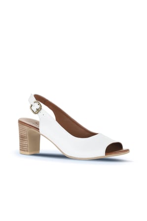 Bueno Shoes Beyaz Deri Kadın Topuklu Sandalet 01wn1517