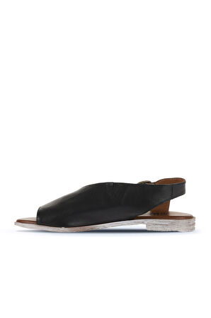 Bueno Shoes Siyah Deri Kadın Düz Sandalet 01wa3004