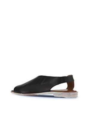 Bueno Shoes Siyah Deri Kadın Düz Sandalet 01wa3004