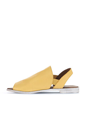 Bueno Shoes Sarı Deri Kadın Düz Sandalet 01wa3008