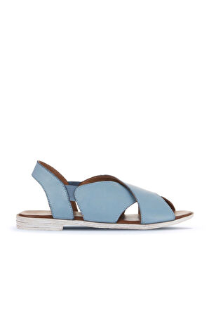 Bueno Shoes Mavi Açık Deri Kadın Düz Sandalet 01wa3009
