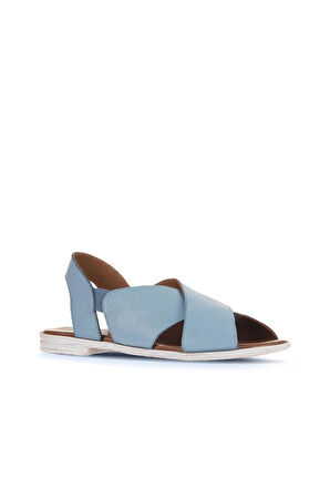 Bueno Shoes Mavi Açık Deri Kadın Düz Sandalet 01wa3009
