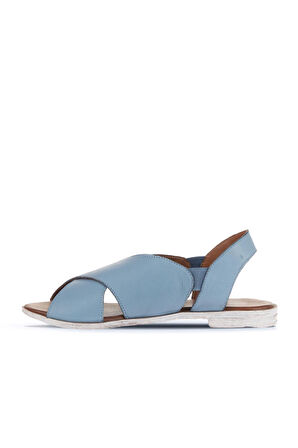 Bueno Shoes Mavi Açık Deri Kadın Düz Sandalet 01wa3009