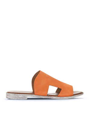 Bueno Shoes Turuncu Alf Süet Kadın Düz Terlik 01wa3012
