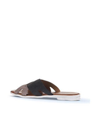 Bueno Shoes Gri Siyah Alf Süet Kadın Düz Terlik 01wa3014