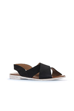 Bueno Shoes Siyah Alf Süet Kadın Düz Sandalet 01wa3015