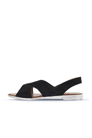 Bueno Shoes Siyah Alf Süet Kadın Düz Sandalet 01wa3015