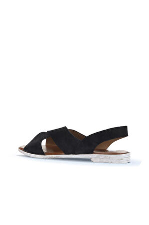 Bueno Shoes Siyah Alf Süet Kadın Düz Sandalet 01wa3015