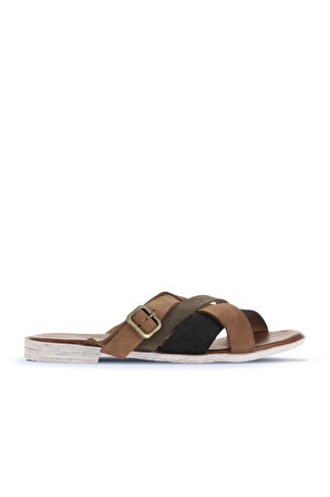 Bueno Shoes Taba Multi Alf Süet Kadın Düz Terlik 01wa3019