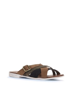 Bueno Shoes Taba Multi Alf Süet Kadın Düz Terlik 01wa3019