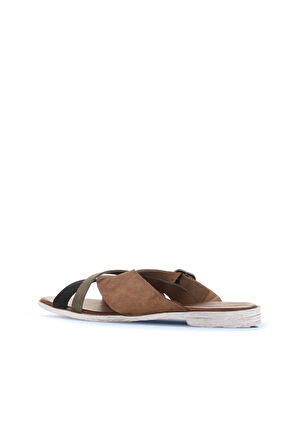 Bueno Shoes Taba Multi Alf Süet Kadın Düz Terlik 01wa3019