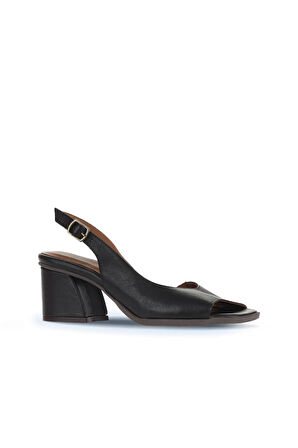 Bueno Shoes Siyah Deri Kadın Topuklu Sandalet 01wa3501
