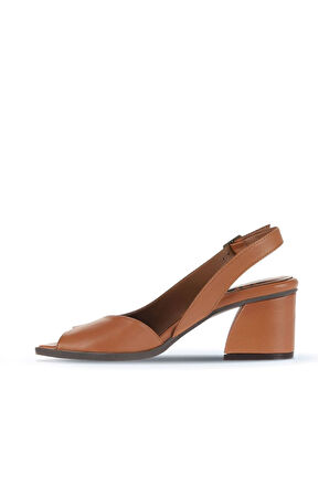 Bueno Shoes Taba Koyu Deri Kadın Topuklu Sandalet 01wa3501