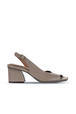 Bueno Shoes Gri Deri Kadın Topuklu Sandalet 01wa3501