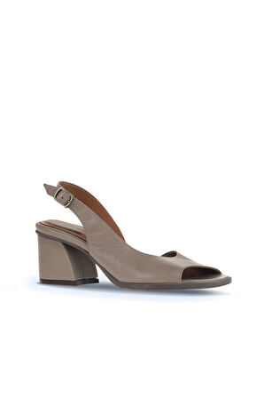 Bueno Shoes Gri Deri Kadın Topuklu Sandalet 01wa3501