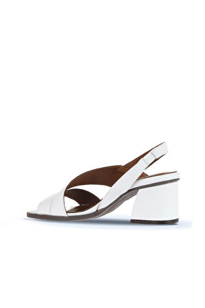 Bueno Shoes Beyaz Deri Kadın Topuklu Sandalet 01wa3502