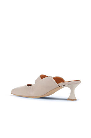 Bueno Shoes Gri Deri Kadın Topuklu Terlik 01wa1301