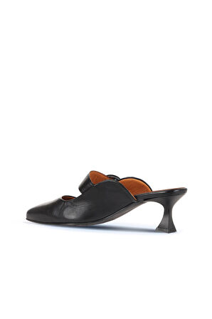 Bueno Shoes Siyah Deri Kadın Topuklu Terlik 01wa1301