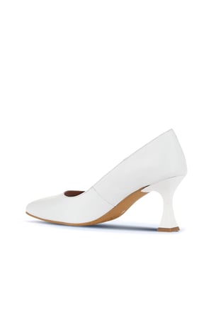 Bueno Shoes Beyaz Deri Kadın Topuklu Ayakkabı 01wa1401